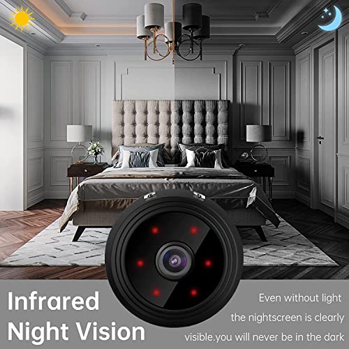 Camera Mini 1080P Smart Wireless Wireless WiFi Camera Home Security Surveillance Cam Car Tiny Nanny Cam, Small Portable Baby Cameras Dog Pet Camera for Indoor Outdoor Black