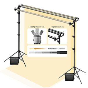 julius studio 10 x 9.6 feet (w x h) triple crossbar backdrop stand, 3 cross bars easy length adjustable background support system kit for photography, video, party, event, jsag667