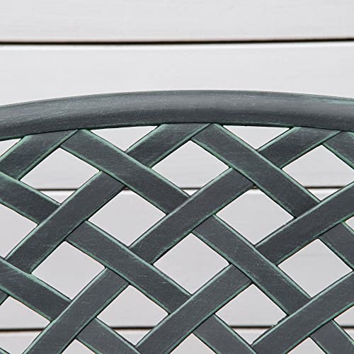 Outsunny Metal Garden Bench for Front Porch, Loveseat Like 2 Person, Armrests, Copper Color Cast Aluminum, Weaving Latticework Outdoor Furniture, Verdigris Green