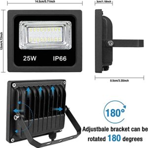 LED Flood Lights RGBW Color Changing Outdoor 200W Equivalent,25W Bluetooth Smart Floodlights RGBW APP Control, IP66 Waterproof,16 Million Colors 20 Modes for Garden Stage Lighting (Bright 25W*2)