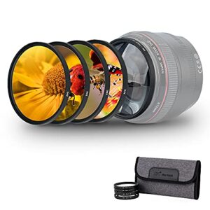 58mm macro close-up filter set (+2 +4 +8 +10) macro filter accessory with lens filter pouch for canon rebel t8i, t7i, t6i, t7, t6,eos 90d, 80d, 77d with canon ef-s 18-55mm f/3.5-5.6 is stm lens