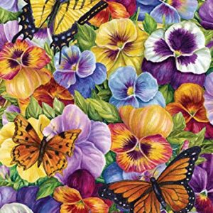 Toland Home Garden 1112319 Pansy and Butterfly Flower Flag 12x18 Inch Double Sided Flower Garden Flag for Outdoor House Butterfly Flag Yard Decoration