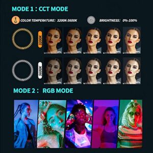 Kaiess 10.2inch Selfie Ring Light with 65inch Adjustable Tripod Stand & Phone Holder for Live Stream/Makeup, Upgraded Dimmable 36 Color Modes LED Ringlight for Tiktok/YouTube/Zoom/Photography