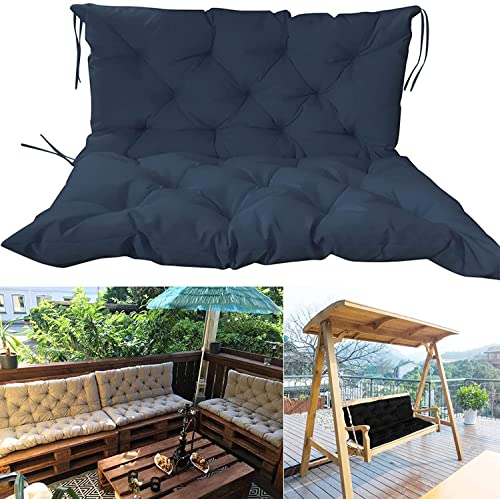 Outdoor Bench Cushions, Garden Swing Seat Cushions with Backrest 2/3 Seater, Replacement Cushion for Outdoor Swing 3 Seat, Outdoor Swing Replacement Cushions (Navy Blue, 39.37 * 39.37 inch)