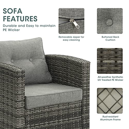 Outdoor Patio Furniture Set, 12-Piece Wicker RattanPatio Conversation Set, Outdoor Sectional Sofa Set with Non-Slip Cushions,Aluminum Frame