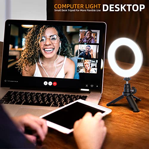 Ring Light for Computer Video Conference Lighting - Laptop Ring Light with Clip and Tripod for Zoom Meeting, Video Calls, Webcam Lighting, Online Learning, Live Streaming, Self Broadcasting