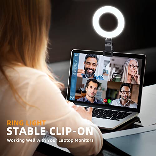 Ring Light for Computer Video Conference Lighting - Laptop Ring Light with Clip and Tripod for Zoom Meeting, Video Calls, Webcam Lighting, Online Learning, Live Streaming, Self Broadcasting