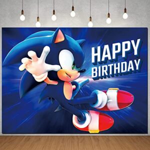 sonic the hedgehog photo backdrop happy birthday blue rocket sonic photography background for boy baby shower sonic backdrops for party decoration supplies 5x3ft