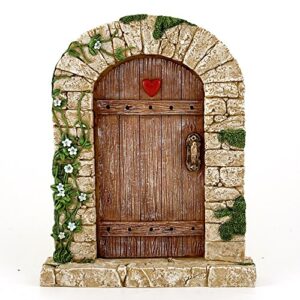 top collection 7″ miniature fairy garden & terrarium charming cobblestone door decor, small