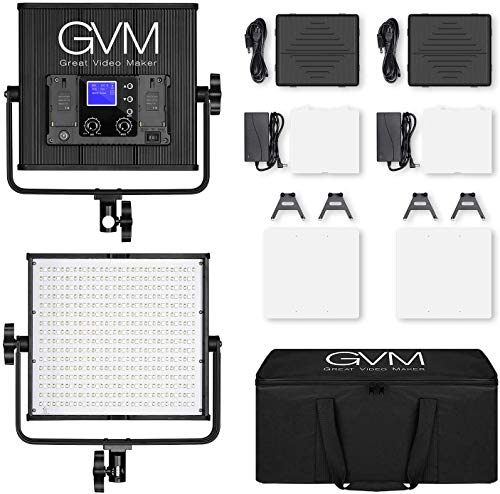 GVM 50RS RGB LED Video Light, 50W Video Lighting Kit with APP Control, 360°Full Color Led Panel Light for Gaming, Streaming, Youtube, Webex, Broadcasting, Web Conference, Aluminum Alloy Shell, CRI 97