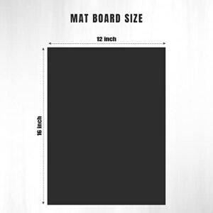 AUEAR, Black 12x16 Uncut Mat Matte Boards for Picture Framing, Print, Artwork - Backing Boards 1/16" Thick, 15 Pack