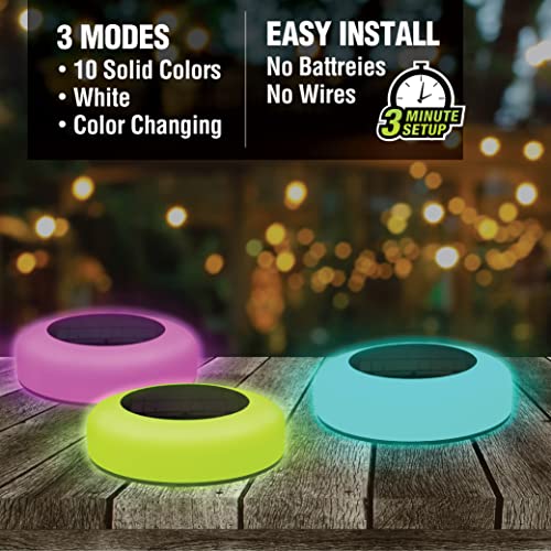 Bell+Howell Vividisk Color Changing LED Solar Pathway Lights, Solar Lights Outdoor Waterproof Path Lights, Solar Driveway Lights, Solar Landscape Lights, Decorative Lawn & Walkway Lights - 4 Pk