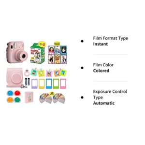 Fujifilm Instax Mini 11 Instant Camera Blush Pink + Shutter Compatible Carrying Case + Fuji Film Value Pack (20 Sheets) + Shutter Accessories Bundle, Color Filters, Photo Album, Assorted Frames