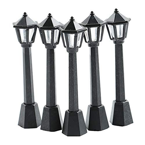 BESPORTBLE 6pcs Mini Street Light Model Solar Lamp Post Lights Outdoor Pathway Lantern Post Doll House Fairy Garden Decorations Accessories