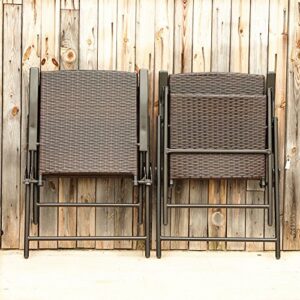 PHI VILLA Rattan Patio Dining Chairs Set of 2,Outdoor Wicker Sling Chairs,Foldable Patio Dining Chairs for Garden,Backyard, Lawn, Porch, Poolside and Balcony,2 Packs