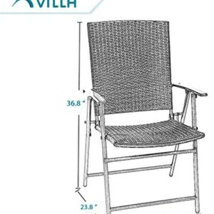 PHI VILLA Rattan Patio Dining Chairs Set of 2,Outdoor Wicker Sling Chairs,Foldable Patio Dining Chairs for Garden,Backyard, Lawn, Porch, Poolside and Balcony,2 Packs