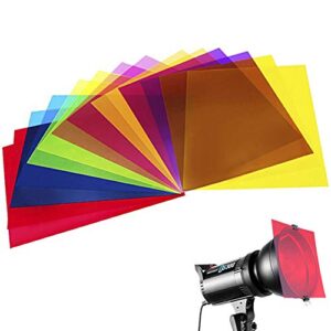 14 pack colored overlays transparency color film plastic sheets correction gel light filter sheet, 8.5 by 11 inch,7 assorted colors