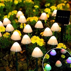 feicn 30 led outdoor solar garden lights,21ft 8 modes mini solar mushroom lights,christmas waterproof decorative pathway landscape for yard patio party wedding festival decoration (warmcolor)