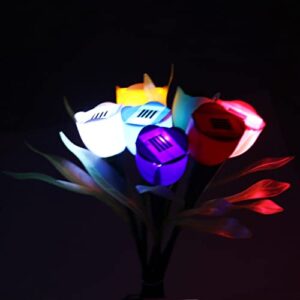 Uonlytech 7pcs New Garden Landscape Lamp Light Tulip Outdoor Powered Flower Solar Led