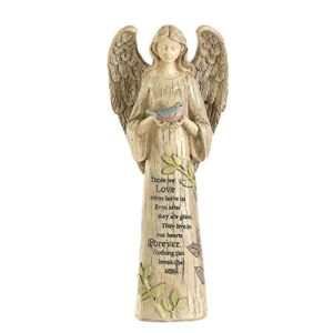 DUSVALLY Angel Resin Statue with Bird for Garden & Lawn, Outdoor Standing Angel Figurine Antique Decor, 10" H