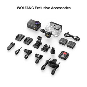 WOLFANG GA400 Action Camera 4K 60FPS Bare Metal Waterproof Underwater Camera 3.0 EIS Stabilization WiFi Helmet Camera (Remote Control, 2x1350mAh Batteries and Accessory Kit)