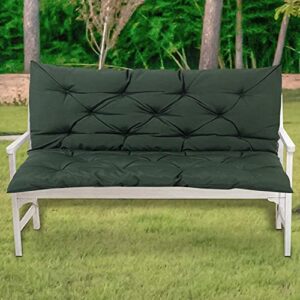 rlosqvee waterproof bench cushion with backrest,2 or 3 seater garden bench cushion overstuffed swing pad,replacement seat pad cushion for outdoor garden patio swing 150x100cm dark green