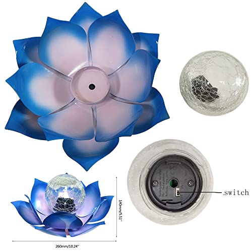 JFRISING Flower Solar Lights Outdoor Waterproof Decoration,Pink Lotus Garden Decor Gifts for Mother Wife Lover Girl Daughter Family Friend,Crackle Globe Glass Lotus for Patio Lawn Walkway Tabletop