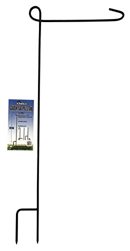 KINREX Garden Flag Pole Holder Stand - Black Metal Iron Wrought Stake Poles for Outdoor Garden Lawn Yard - 3 Piece Set - 35" Tall x 15.5" Wide