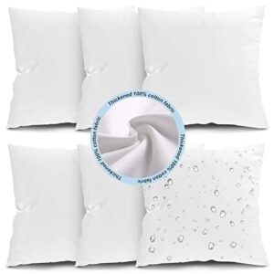 fixwal 18×18 inches outdoor pillow inserts set of 6, waterproof decorative throw pillows insert, square pillow form for patio, furniture, bed, living room, garden ( white )