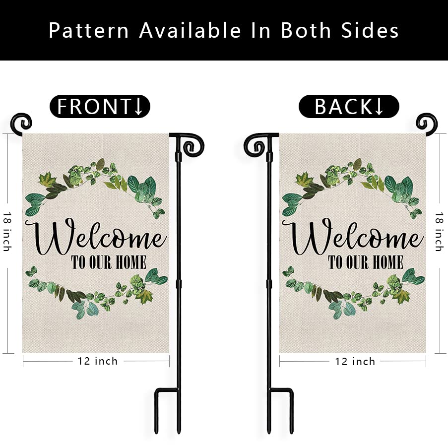 Welcome Garden Flags Courtyards Double Sided Decorative House Flag Welcome To Our Home Outside Seasonal Holiday Yard Flag Watercolor Durable Burlap Farmhouse Flags 12.5 x 18 Inch Welcome Banner