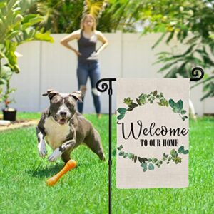 Welcome Garden Flags Courtyards Double Sided Decorative House Flag Welcome To Our Home Outside Seasonal Holiday Yard Flag Watercolor Durable Burlap Farmhouse Flags 12.5 x 18 Inch Welcome Banner