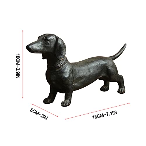 ZARUP Dachshund Statue Garden Decor, Standing Dachshund Dog Decoration Antique Style Resin Crafts Dog Lover Gift for Garden Patio Lawn Courtyard Home Desktop Decoration, Black, 7.1x3.9x2in