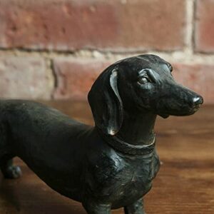 ZARUP Dachshund Statue Garden Decor, Standing Dachshund Dog Decoration Antique Style Resin Crafts Dog Lover Gift for Garden Patio Lawn Courtyard Home Desktop Decoration, Black, 7.1x3.9x2in