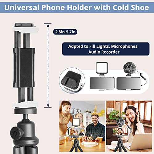 Eicaus Portable and Flexible Phone Tripod Stand for Cellphones, Compact Mini Tripod with Remote for Video Recording, Vlogging and Travel Photography(Black)