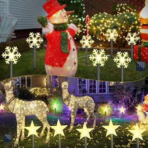 christmas light stakes set of 10 christmas snowflake lights outdoor star pathway markers solar stakes landscape path lights christmas lights outdoor decorations holiday party yard lawn garden decor