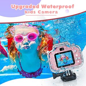 Gifts for 6 7 8 9 10 Year Old Girls Yoophane Kids Waterproof Camera Christmas Birthday Gifts Toddler Action Camera Toys for Girls Age 3-12 Underwater Video Recorder with 32GB SD Card (Pink)