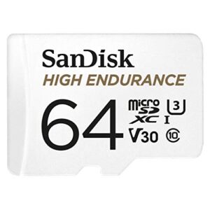 sandisk 64gb high endurance video microsdxc card with adapter for dash cam and home monitoring systems – c10, u3, v30, 4k uhd, micro sd card – sdsqqnr-064g-gn6ia