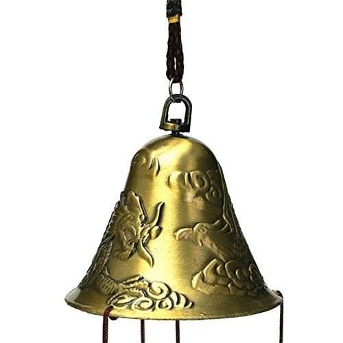 Lucky Wind Chimes Fengshui Bell Copper Alloy Dragon Bell 6 Bells Hanging Wind Bell for Home Garden Hanging Good Luck Blessing