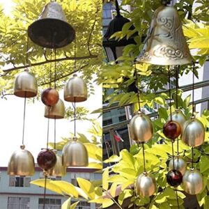 Lucky Wind Chimes Fengshui Bell Copper Alloy Dragon Bell 6 Bells Hanging Wind Bell for Home Garden Hanging Good Luck Blessing