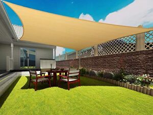 rectangle sun shade sail canopy, 12′ x 20′ patio shade cloth outdoor cover – sunshade fabric awning shelter for pergola backyard garden carport (sand)