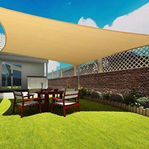 Rectangle Sun Shade Sail Canopy, 12' x 20' Patio Shade Cloth Outdoor Cover - Sunshade Fabric Awning Shelter for Pergola Backyard Garden Carport (Sand)