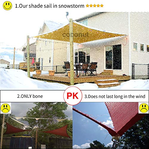 Rectangle Sun Shade Sail Canopy, 12' x 20' Patio Shade Cloth Outdoor Cover - Sunshade Fabric Awning Shelter for Pergola Backyard Garden Carport (Sand)