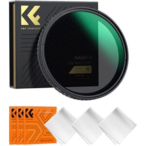 k&f concept 82mm variable nd filter nd2-nd32 camera lens filter (1-5 stops) no x cross hd neutral density filter with 28 multi-layer coatings waterproof (nano-x series)