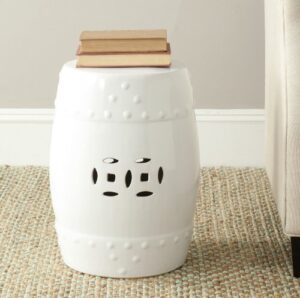 safavieh modern ming ceramic decorative garden stool, white