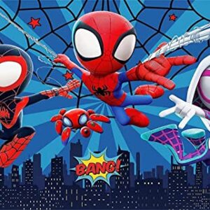 Spidey and His Amazing Friends Backdrop, Spiderman Hero Background for Kids Birthday Party Decoration, 5 x 3 ft Superhero and His Amazing Friends Photography Banner for Baby Shower (Spidey Backdrop)