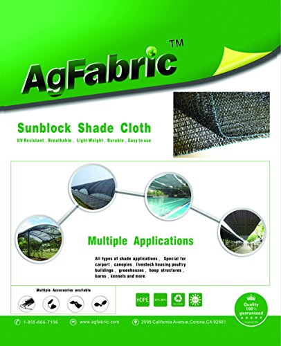 Agfabric 40% Sunblock Shade Cloth Cover with Clips for Plants 6.5’ X 20’, Black