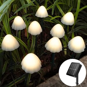 mengji life solar garden lights, garden decor solar mushroom lights outdoor waterproof – 20 pack 8modes