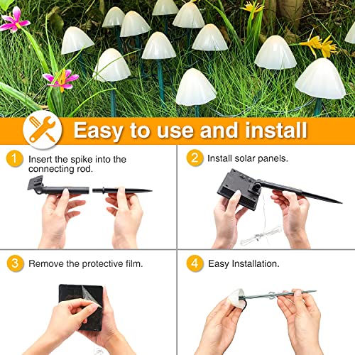 Mengji Life Solar Garden Lights, Garden Decor Solar Mushroom Lights Outdoor Waterproof - 20 Pack 8Modes