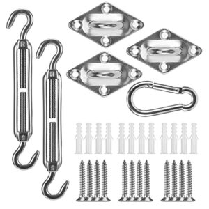 30 pcs sun shade hardware kit for rectangle triangle shade sail – retractable 4.45” to 7” 304 marine grade stainless steel sun shade sail installation replacement in outdoor patio lawn garden