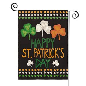 avoin colorlife happy st patricks day garden flag 12×18 inch double sided, shamrock lucky clover holiday yard outdoor flag